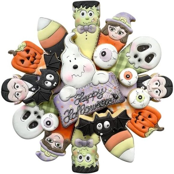 Halloween Cookie Cutters Wreath Circle Ghost Ghoul Frankenstein Large Triangle - Picture 8 of 9